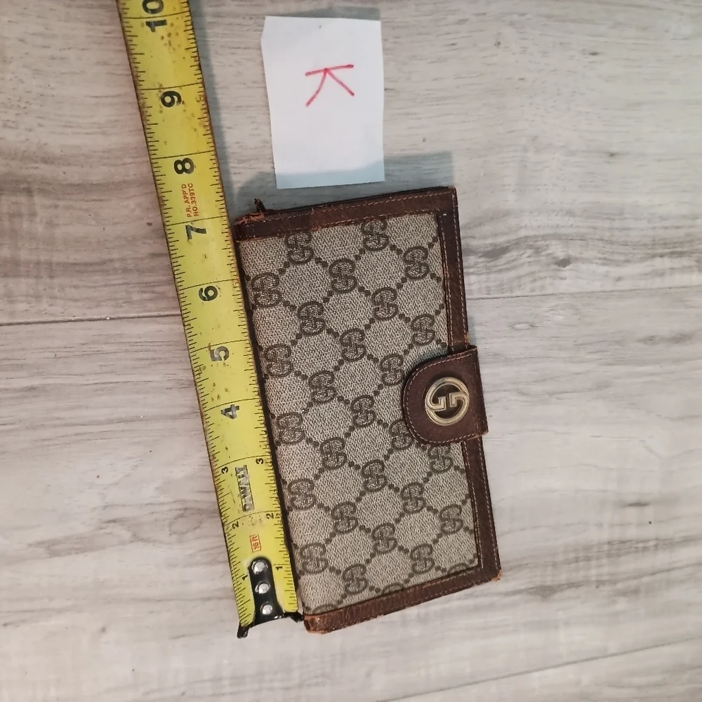 Authentic GUCCI GG Supreme Leather Bi-fold Long Wallet Vintage Brown - Picture 13 of 14